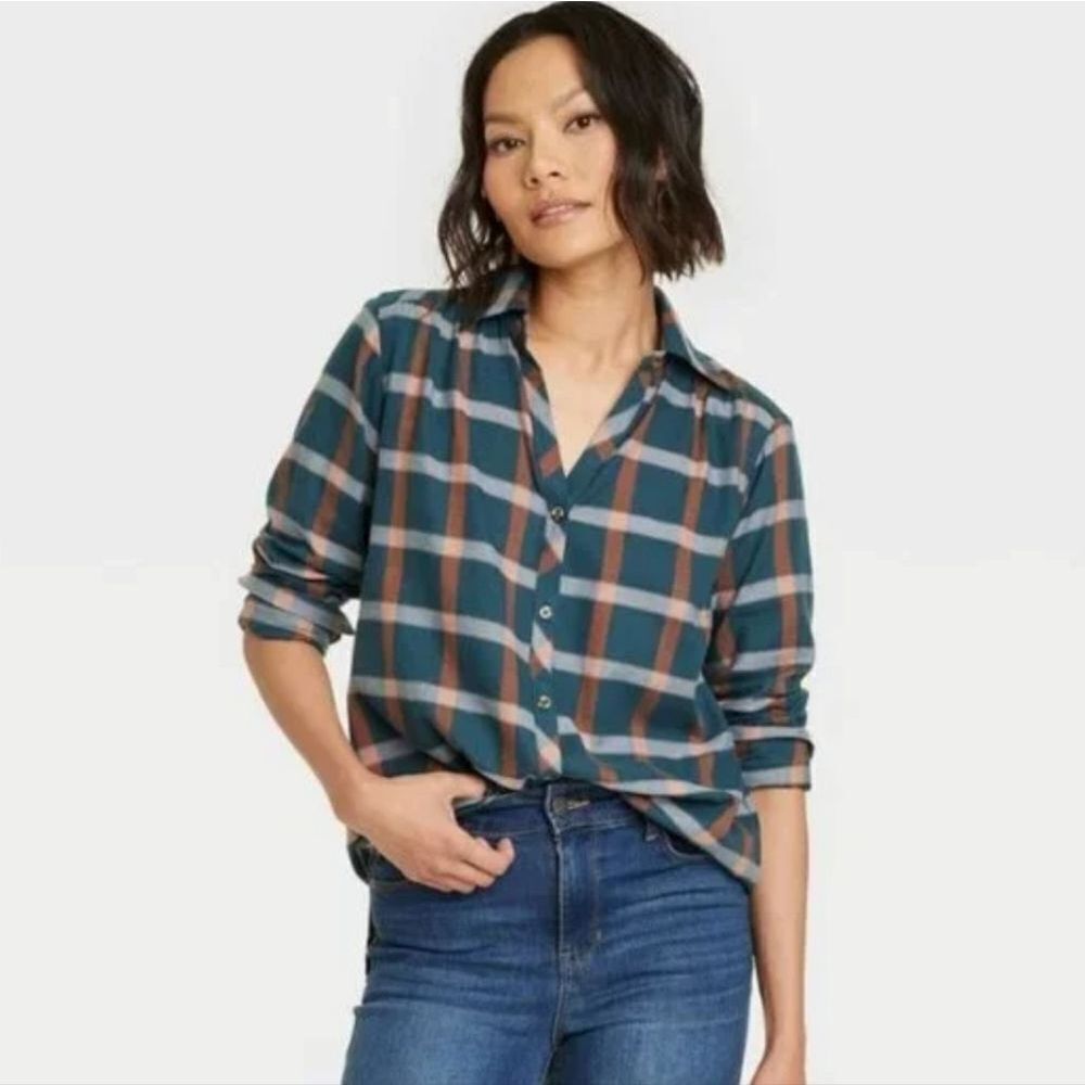 Knox rose plaid long flannel button up shirt